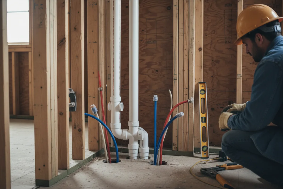 Drain and supply rough-in during Sump Pump Repair in Chadds Ford